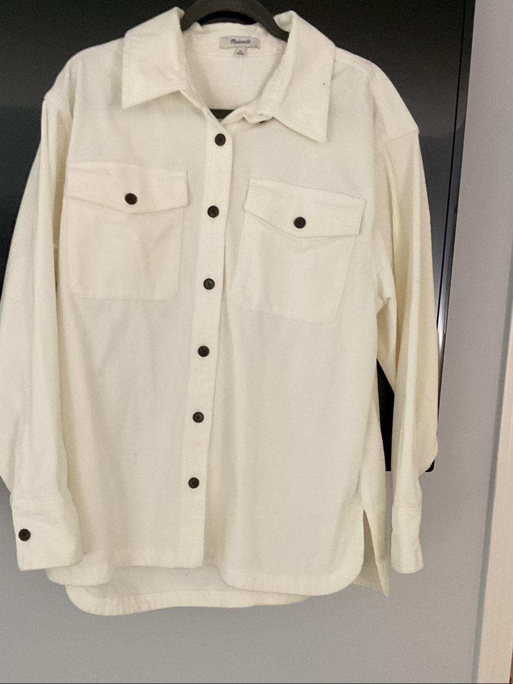 Madewell Cream Button-Front Shacket with Chest Pockets
